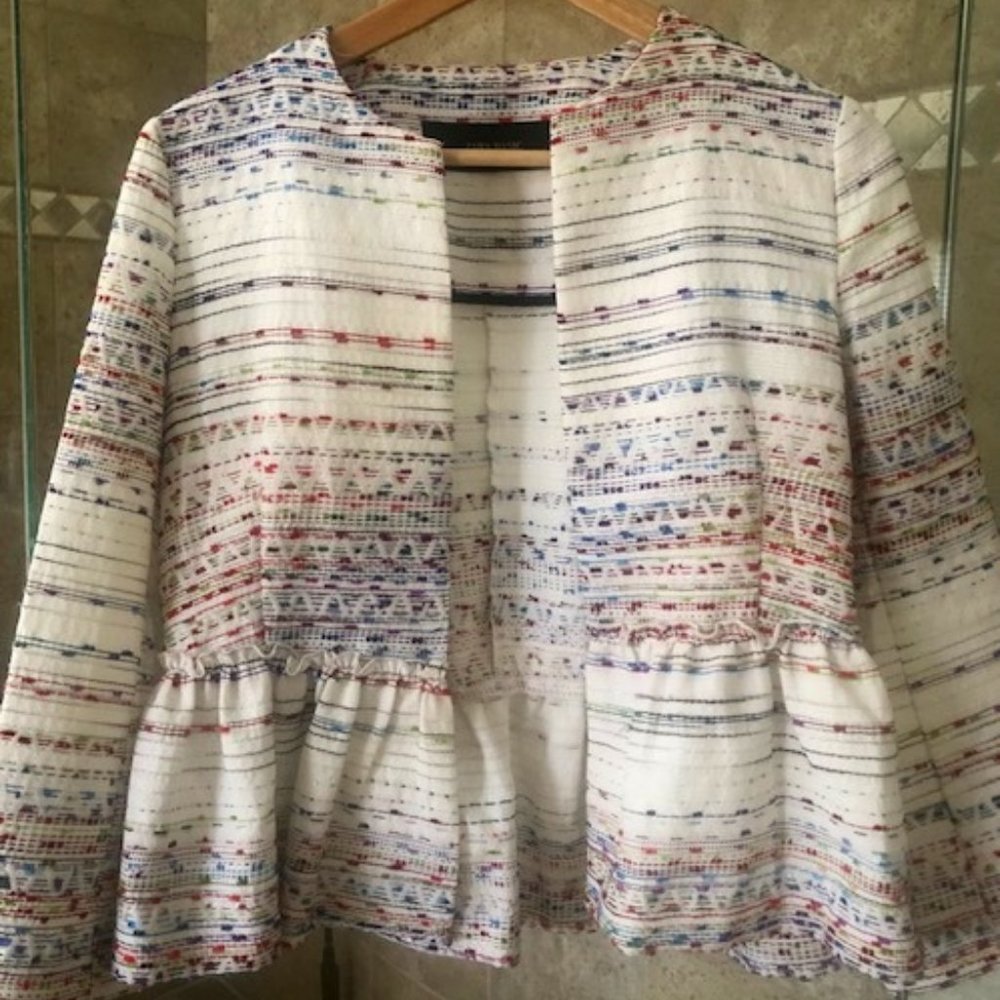 Zara Small peplum blazer/jacket with Indian/Moroccan inspired stitching